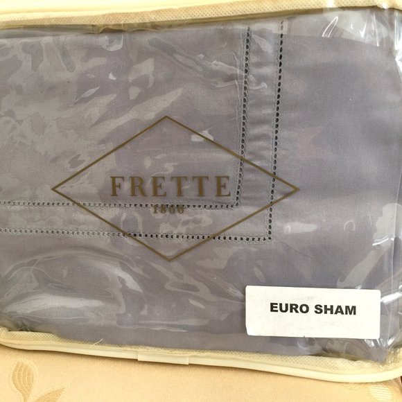 FRETTE Euro Pillow Sham ITALY Doppio Ajour 1x Opal Blue 26x26" Cotton NEW $185 - Picture 1 of 5